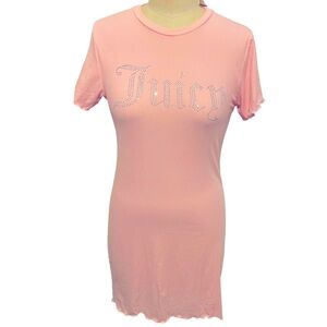 Juicy Couture Pink/ Silver Rhinestone Sleep Wear Ribbed Knit Dress